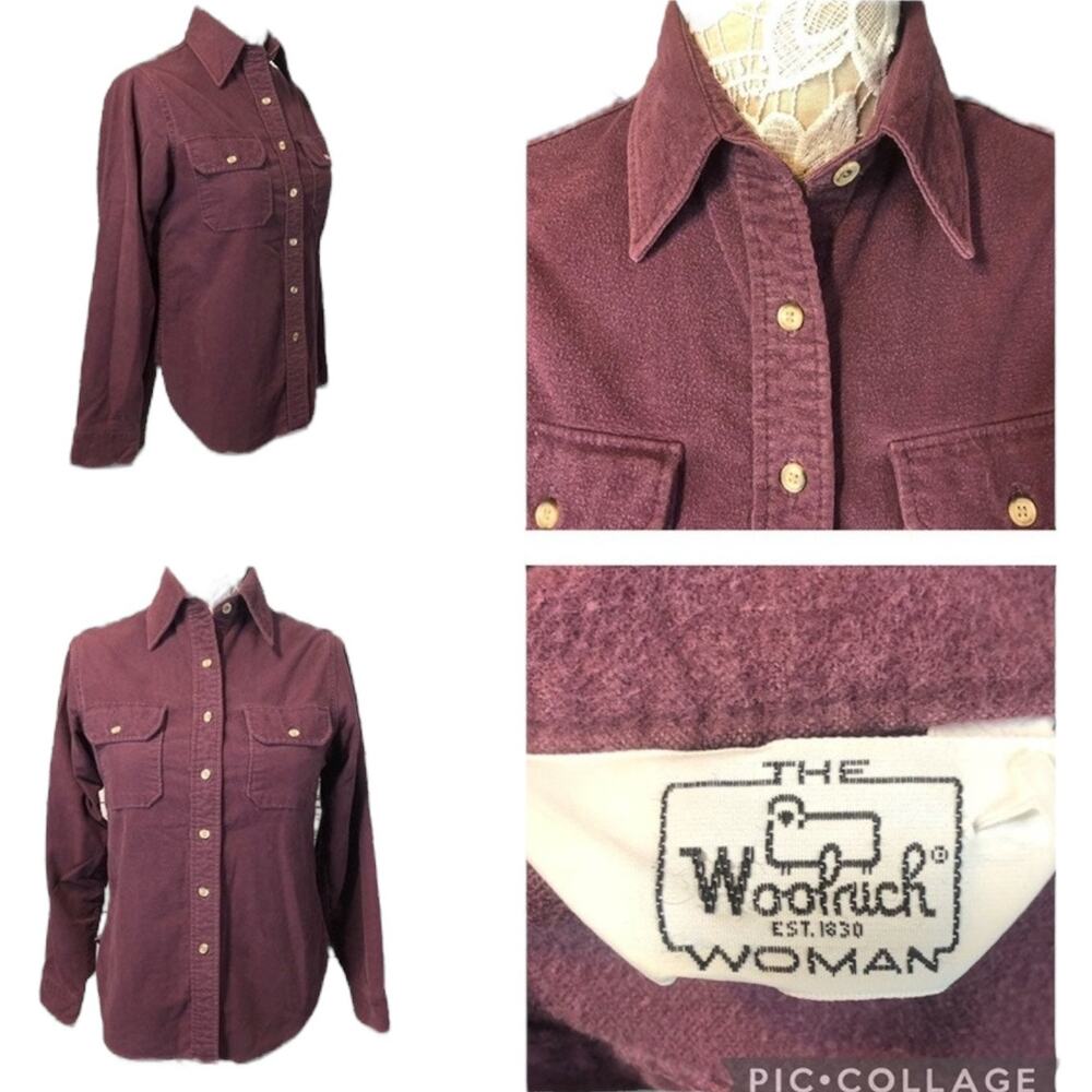 Vintage 70's Woolrich Woman Flannel shirt in plum color size small